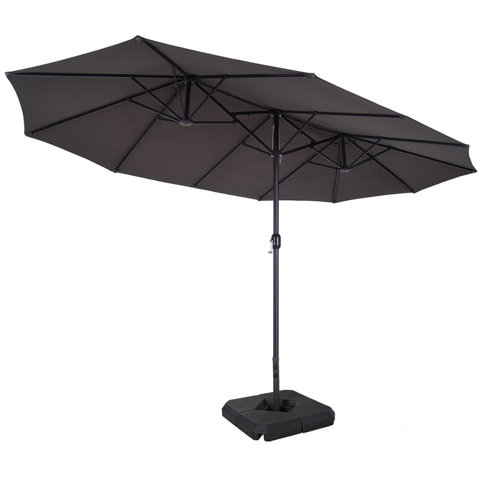 Double-Sided 4.6m Garden Parasol - Patio Sun Shelter Umbrella with Stand, Market Canopy Shade, Grey - Outdoor Relaxation and UV Protection for Backyard, Deck, Poolside