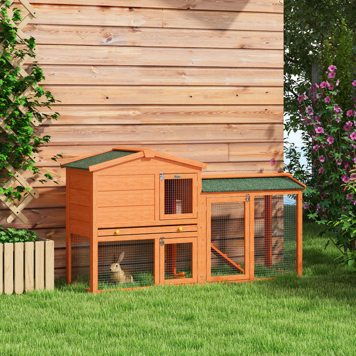 Deluxe 2-Tier Rabbit Hutch with Run and Ramp - Includes Slide-Out Tray, Perfect for Garden and Yard Use - Spacious Shelter for Rabbits and Small Animals