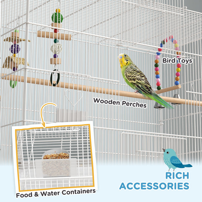 Bird Cage with Stand for Small Birds - Includes Toys & Accessories for Canaries and Finches - Ideal for Pet Bird Care and Enrichment