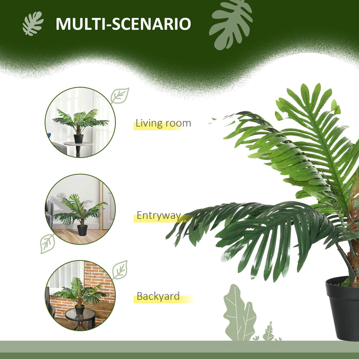 Artificial Palm Tree Duo - 60cm Lifelike Tropical Plant Decoration with Included Nursery Pot - Enhance Indoor/Outdoor Spaces