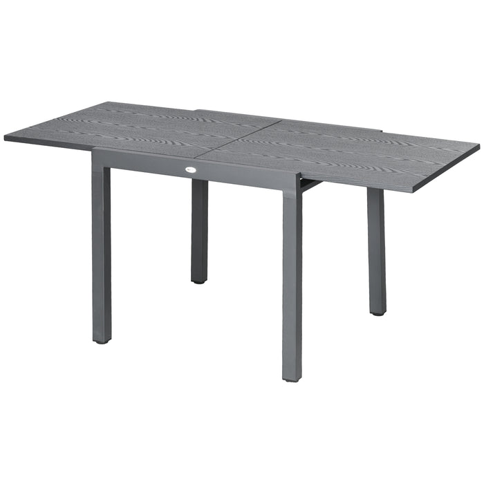 Aluminium-Frame Extendable Garden Table for 6 - Durable Steel Top in Dark Grey - Ideal for Outdoor Dining and Entertaining