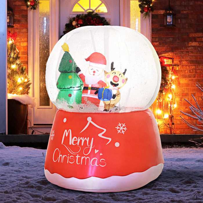 Outsunny 5.5FT Christmas Inflatable Crystal Ball with Santa Claus, Reindeer and Xmas Tree, Inflatable Christmas Decoration, Christmas Blow Up Crystal Ball with LED Lights for Indoor, Outdoor