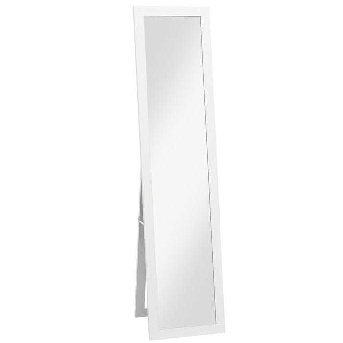 Aosom UK Rustic Full-Length Mirror - Hanging & Freestanding Farmhouse Decorative Wall Mirror for Living Spaces - Enhances Room Aesthetics in Bedroom or Living Room, 157cm, White