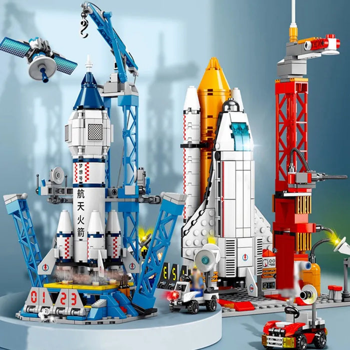 Spaceport Aviation - Kids Space Shuttle Rocket Launch Center Building Blocks Set, Creatively Designed Spaceship Bricks - Fun and Educational Construction Toy for Budding Astronauts