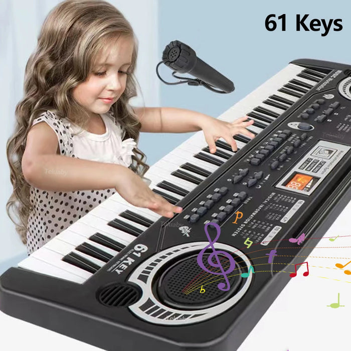 Electronic Piano Keyboard for Kids - Portable 61 Keys Organ with Microphone, Education Toy, Musical Instrument - Ideal Gift for Child Beginners in Music