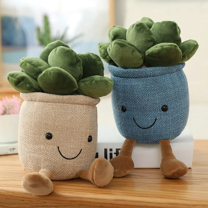 Lifelike Succulent Plants Plush Toys - Stuffed Doll Decor, Potted Flowers Pillow, Creative Bookshelf Accent - Perfect for Kids and Home Décor Enthusiasts