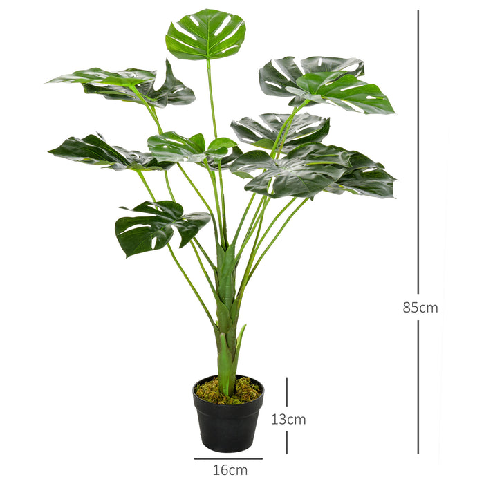 Artificial Monstera Plants Duo - Lifelike 85cm Indoor/Outdoor Faux Greenery in Pots - Elegant Home Décor for Plant Lovers