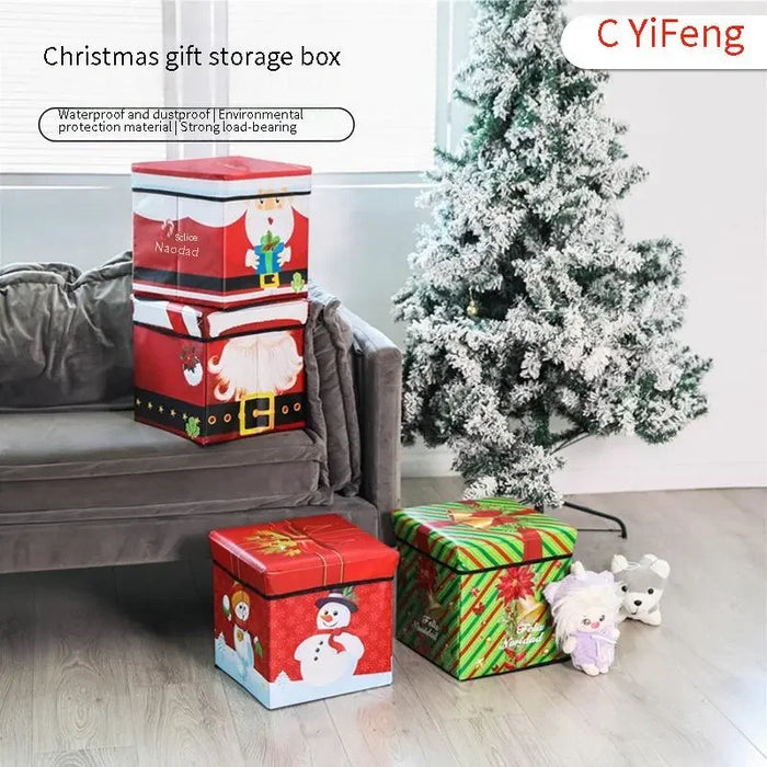 Christmas Gift Box - Waterproof Dustproof Toy Storage Stool, Household Children’s Holiday Storage - Ideal for Child's Presents and Keeping Toys Organized