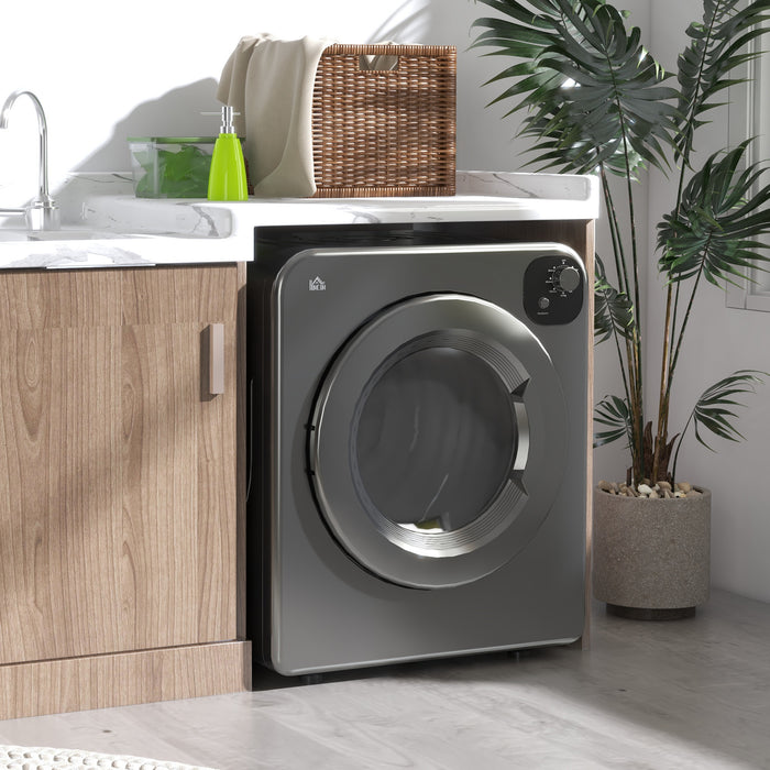 6kg Vented Tumble Dryer - Freestanding, Wall-Mountable, Stackable Portable Unit with 7 Programs, Grey Finish - Ideal for Compact Spaces & Efficient Laundry Drying