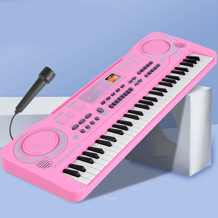 Electronic Piano Keyboard for Kids - Portable 61 Keys Organ with Microphone, Education Toy, Musical Instrument - Ideal Gift for Child Beginners in Music