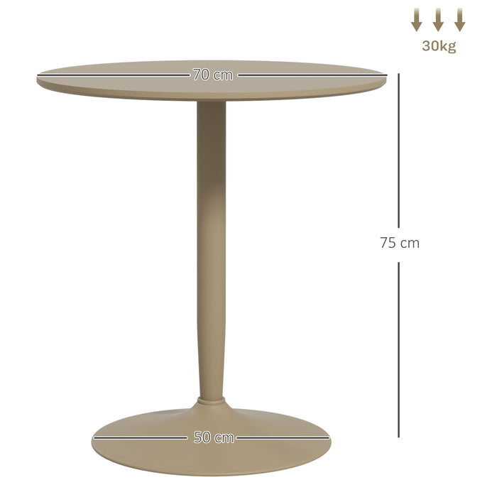 Aosom UK Modern Round Table - Steel-Based Elegant Dining Room Furniture with Non-slip Foot Pad - Spacesaver Light Brown Table for Intimate Meals