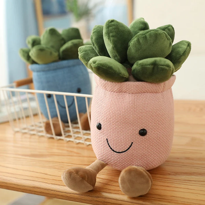 Lifelike Succulent Plants Plush Toys - Stuffed Doll Decor, Potted Flowers Pillow, Creative Bookshelf Accent - Perfect for Kids and Home Décor Enthusiasts