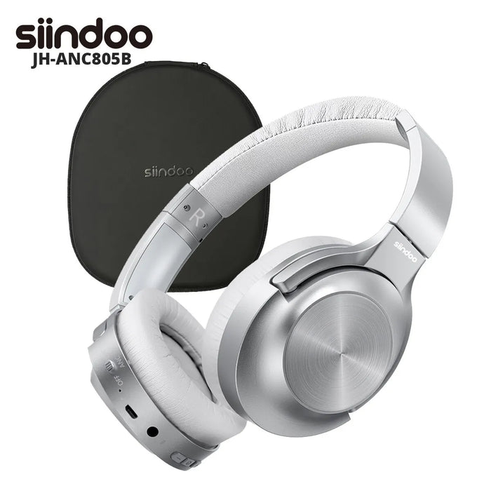 Siindoo JH-ANC805 - Wireless Bluetooth Headset with Active Noise Cancelling and Deep Bass, Over Ear Design and Mic - Ideal for Travel, Work, and TV Viewing