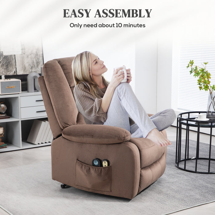 Electric Riser Recliner Chair with Massage and Heat - Comfortable Upholstered Lounging Seat with Side Storage Pocket - Ideal for Elderly or Those with Mobility Issues