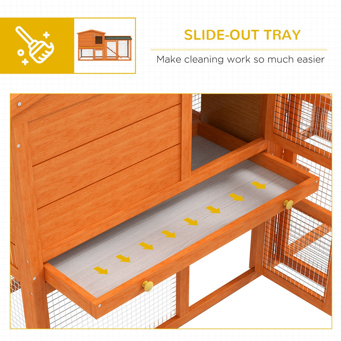 Deluxe 2-Tier Rabbit Hutch with Run and Ramp - Includes Slide-Out Tray, Perfect for Garden and Yard Use - Spacious Shelter for Rabbits and Small Animals