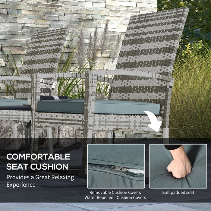 PE Rattan Rocking Chair Duo - Outdoor Patio Furniture with Cushions & Armrests - Comfortable Garden Seating for Relaxation