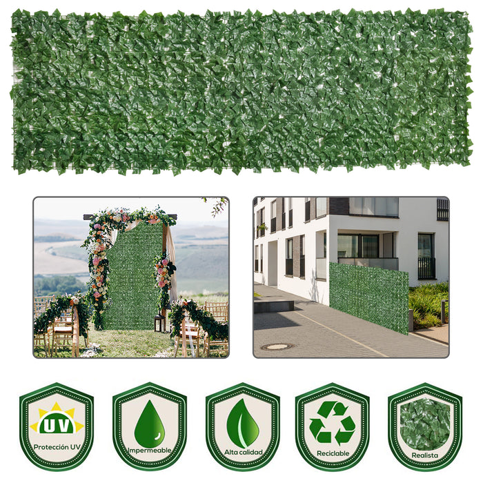 Artificial Leaf Hedge Screen - 2-Piece Privacy Fence Panel, 3M x 1M, Outdoor/Indoor, Dark Green - Ideal for Garden Decoration and Privacy Enhancement