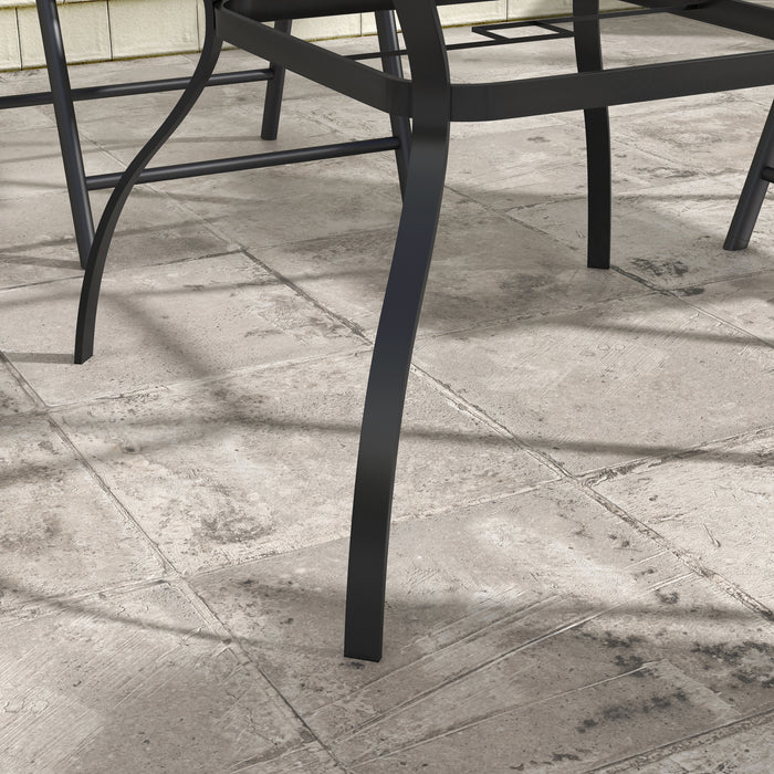 Outdoor Square Marble-Effect Dining Table - 80cm with Umbrella Hole, Seats 4 - Perfect for Patio and Garden Entertaining