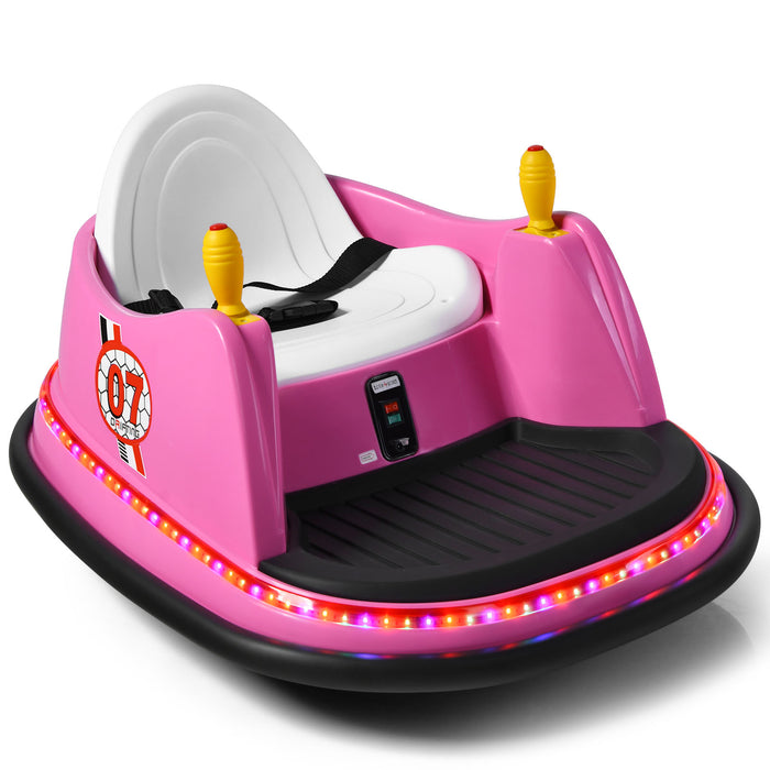 Kids Ride-On Bumper Car - Pink Car with Colorful Flashing Lights and Music - For Junior Adventurers and Fun Playtime Experience