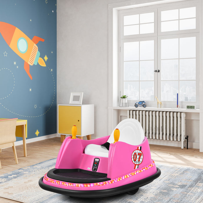 Kids Ride-On Bumper Car - Pink Car with Colorful Flashing Lights and Music - For Junior Adventurers and Fun Playtime Experience