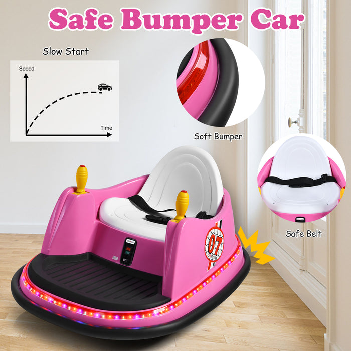 Kids Ride-On Bumper Car - Pink Car with Colorful Flashing Lights and Music - For Junior Adventurers and Fun Playtime Experience