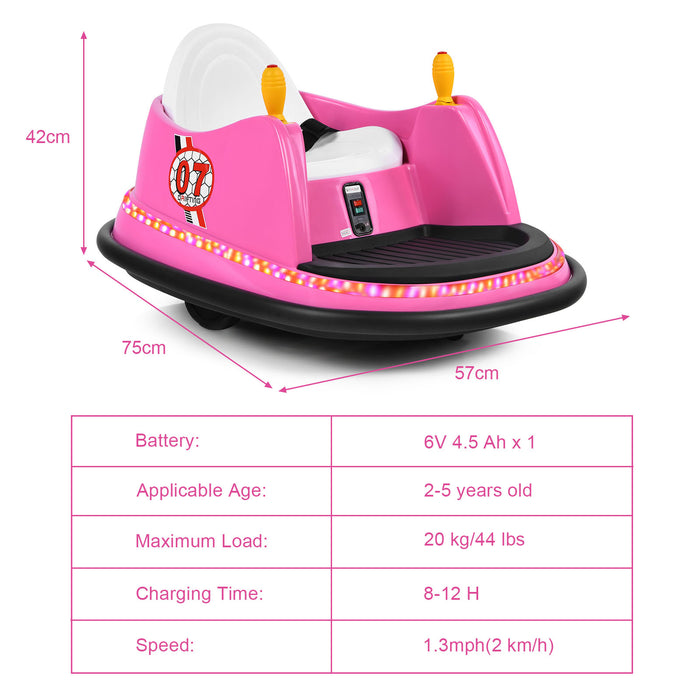 Kids Ride-On Bumper Car - Pink Car with Colorful Flashing Lights and Music - For Junior Adventurers and Fun Playtime Experience