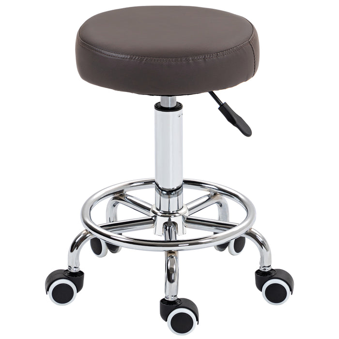 Height Adjustable PU Leather Rolling Stool - Swivel Chair with Wheels, Perfect for Salon and Spa - Ideal for Massage Therapists and Beauticians, Grey