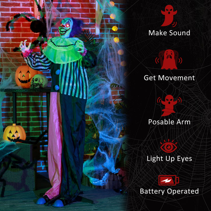 Laughing Clown Halloween Animatronic - 68" Sound-Activated Decoration with Light Up Eyes, Sound Effects - Perfect for Haunted House and Outdoor Festivities