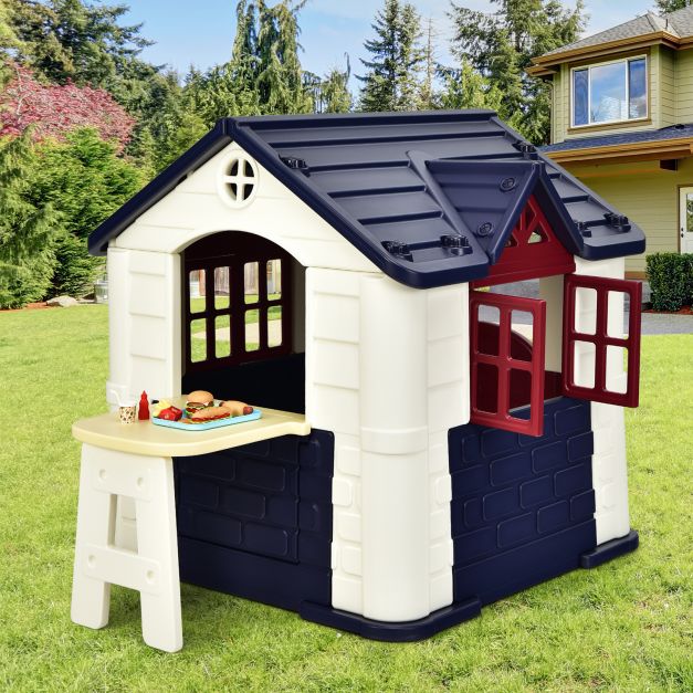 KidKraft - Outdoor Cottage-Themed Pretend Play Center with Picnic Table and Food Toy Set - Ideal for Encouraging Children's Creative Outdoor Play