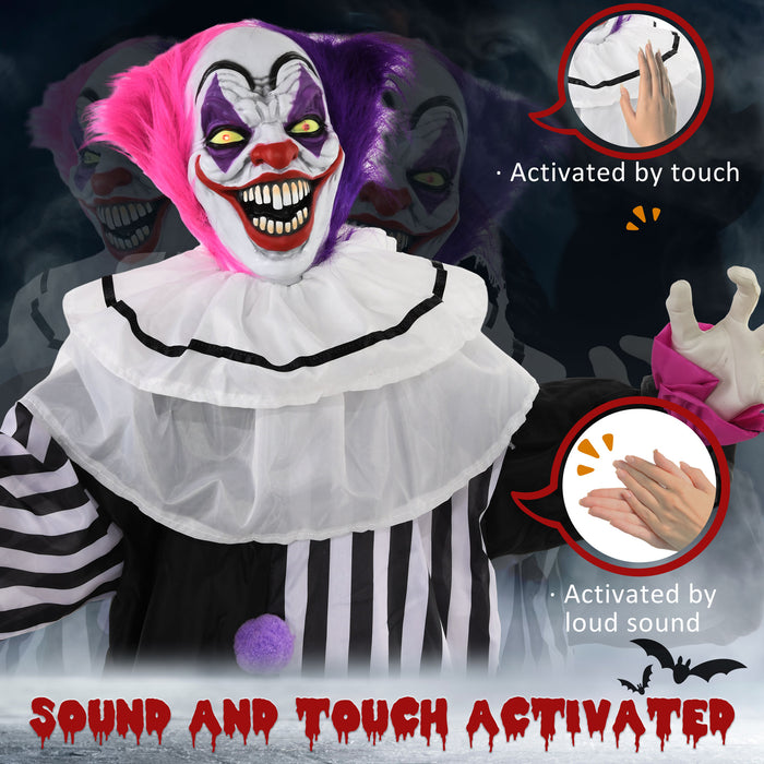 Laughing Clown Halloween Animatronic - 68" Sound-Activated Decoration with Light Up Eyes, Sound Effects - Perfect for Haunted House and Outdoor Festivities