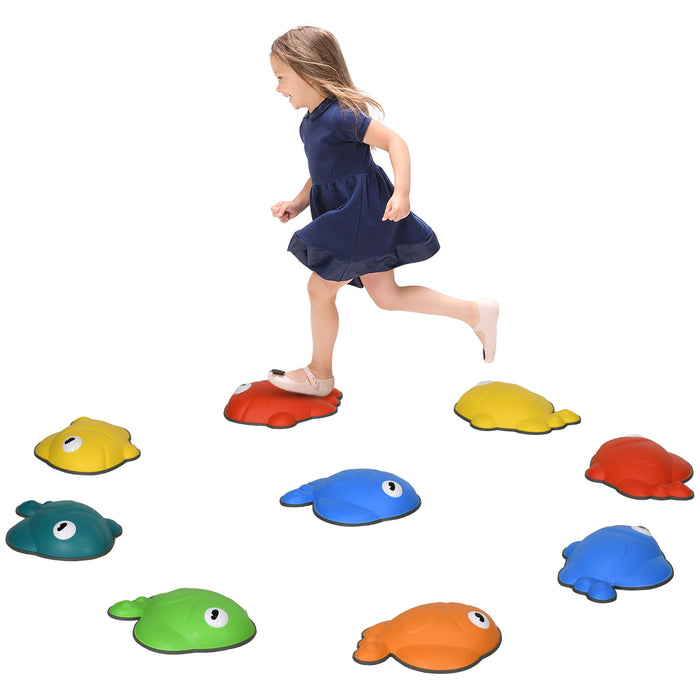 9 Pcs Balance Stepping Stones - Sensory Kids Playset with Non-slip Edging for Safety - Stackable Outdoor/Indoor Obstacle Course for Motor Skill Development