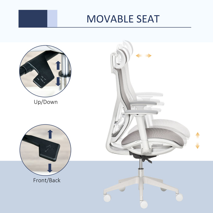 Ergonomic Chair with 3D Armrest - Comfortable 360° Swivel, Mesh Back, Adjustable Height, Wheeled Desk Chair - Ideal for Home Office Use, Grey Color