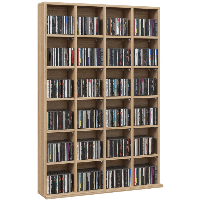 Adjustable CD Storage Unit - Spacious 89 x 130.5 cm Shelving Solution with Natural Wood Finish - Ideal Organizer for Music Enthusiasts and Collectors