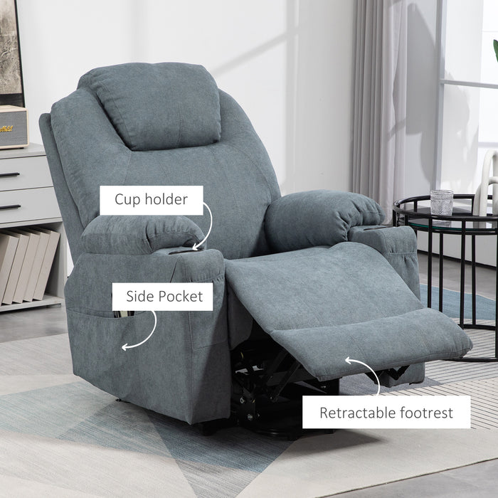 Quick Assemble Lift Chair with Vibration Massage and Heat - Recliner with Cup Holders in Charcoal Grey - Ideal for Elderly and Individuals with Limited Mobility