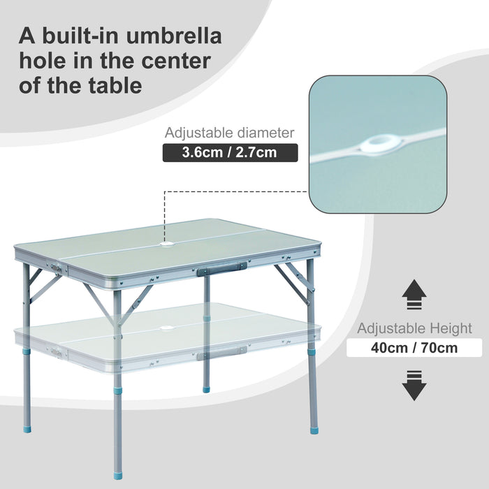 3pc Aluminum Picnic Table Bench Combo - Foldable & Portable Outdoor Seating for Garden BBQ & Patio Parties - Ideal for Camping and Tailgating Events