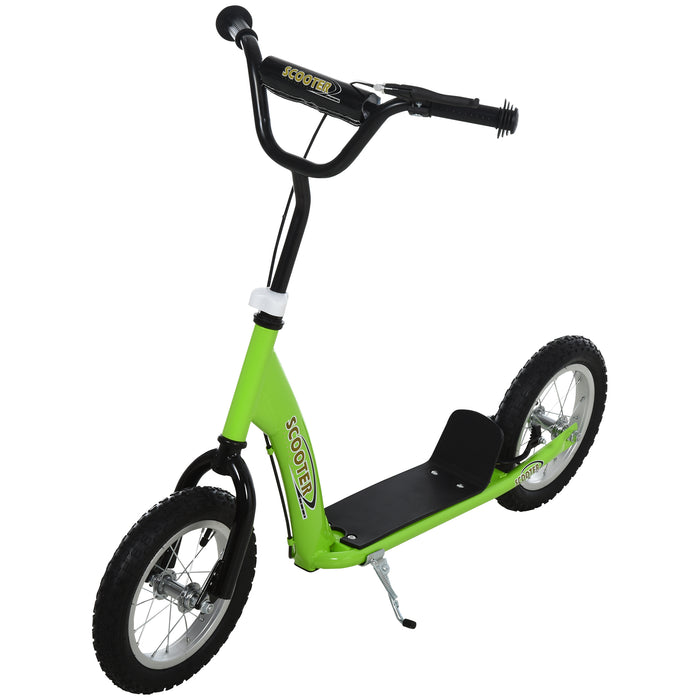 HOMCOM Teen Kids Stunt Scooter w/ Adjustable Handlebar, 12 Inch Rubber Tyres, Dual Brakes, Green | Aosom UK