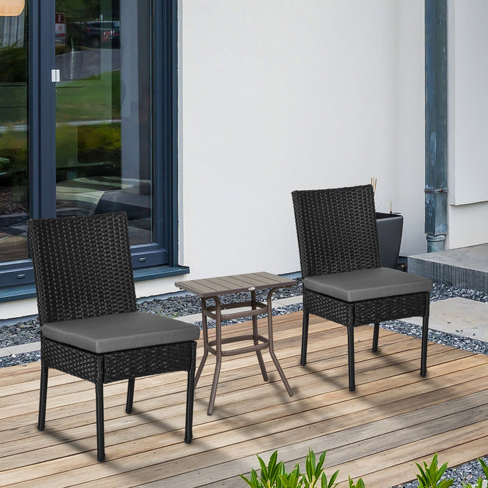 Armless Rattan Outdoor Seating Duo - Black Garden Chairs - Comfortable Patio Furniture Set for Relaxing Outdoors