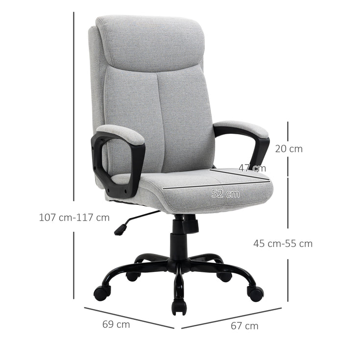 Ergonomic High Back Executive Chair - Swivel Office Task Seat with Padded Armrests & Adjustable Height - Ideal for Comfortable Home Office Use