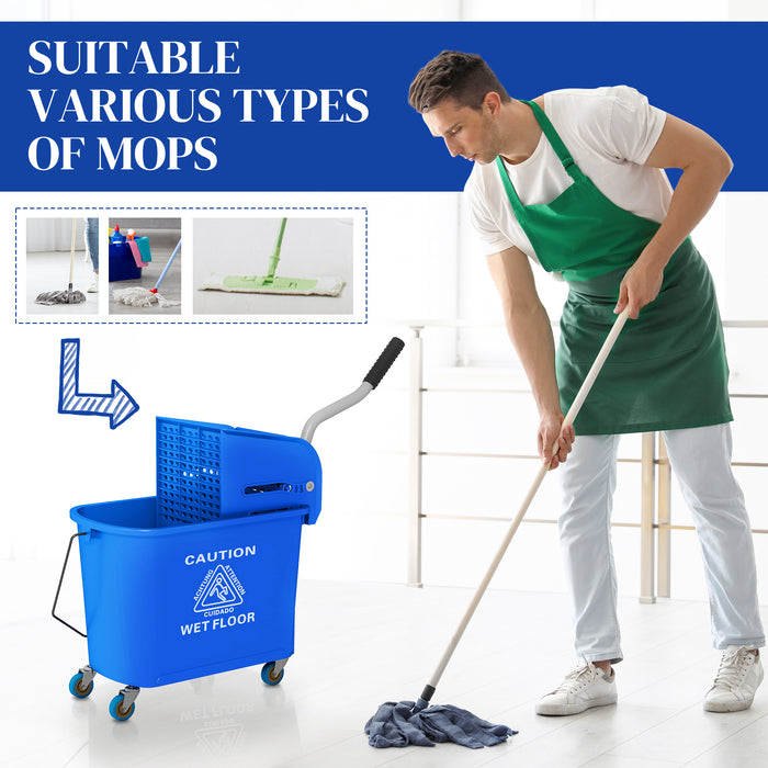 Heavy-Duty 20L Mop Bucket with Wringer - Easy Rolling Wheels for Efficient Floor Cleaning, Dual Water Compartment Design - Ideal for Home and Commercial Use