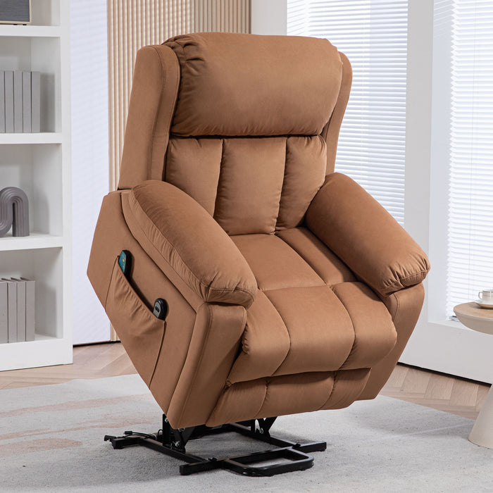 Power Lift Reclining Chair with Massage and Heat Functions - Ergonomic Riser Chair with Vibration, Heated Seating and Side Storage Pocket - Comfortable Furniture for Elderly or Mobility Impaired