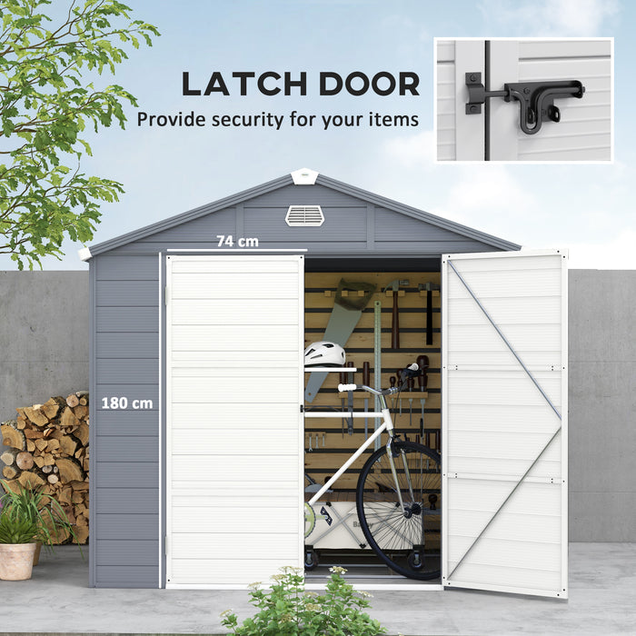 Polypropylene Outdoor Storage Tool House - 8x6ft Garden Shed with Foundation Kit, Ventilation, and Lockable Door - Ideal for Secure Equipment and Tool Storage