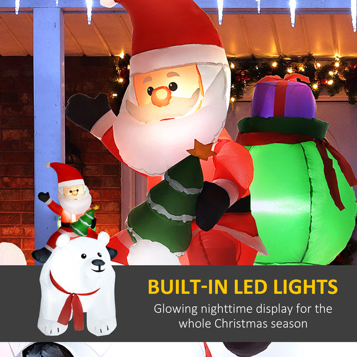 Outsunny 6.6FT Christmas Inflatable Santa Claus Riding on Polar Bear, Christmas Blow Up Outdoor LED Display for Garden Party | Aosom UK