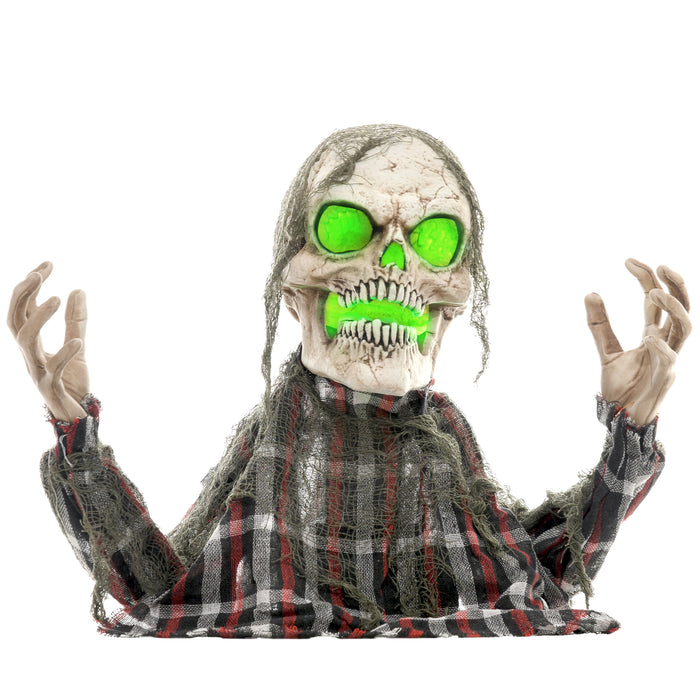 Groundbreaker Skeleton - 28" Animated Outdoor Halloween Decoration with Light-Up Eyes and Sound Effects - Ideal for Haunted House Displays and Halloween Parties