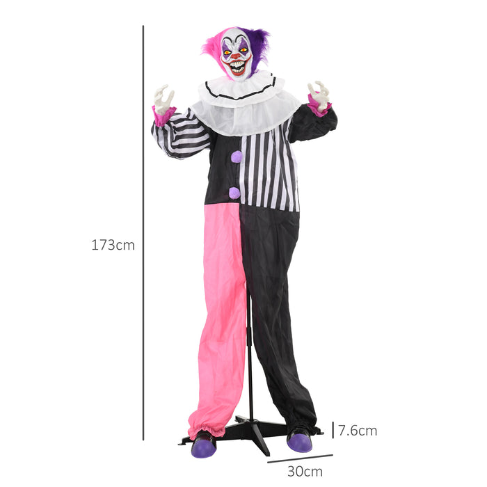 Laughing Clown Halloween Animatronic - 68" Sound-Activated Decoration with Light Up Eyes, Sound Effects - Perfect for Haunted House and Outdoor Festivities