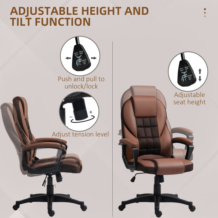 HOMCOM Faux Leather Office Chair - Brown | Aosom UK