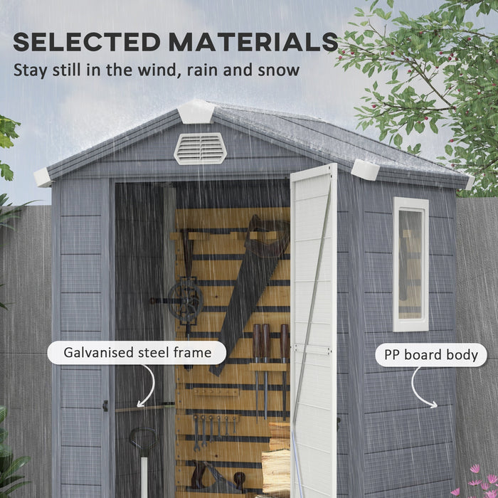 Outdoor Polypropylene Tool Shed 4x3 with Foundation Kit - Ventilated, Lockable Storage Unit for Garden Equipment - Ideal for Secure Organization in Any Backyard