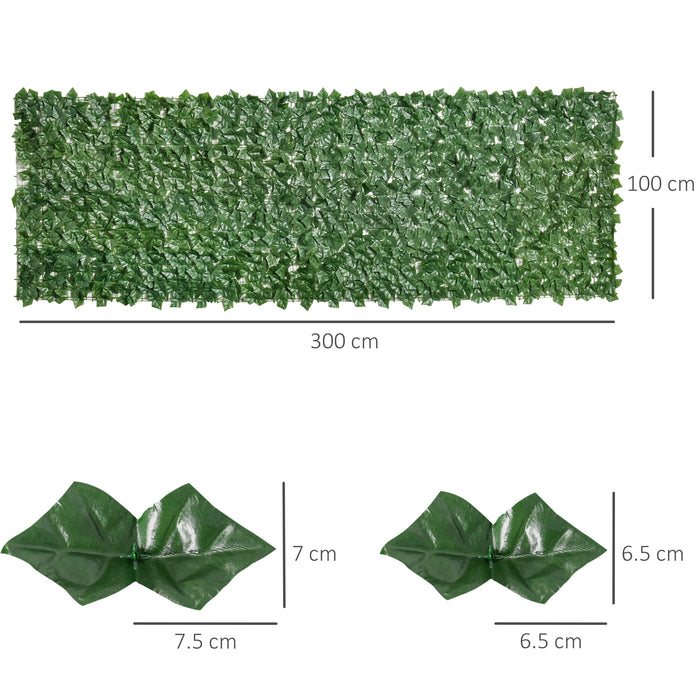 Artificial Leaf Hedge Screen - 2-Piece Privacy Fence Panel, 3M x 1M, Outdoor/Indoor, Dark Green - Ideal for Garden Decoration and Privacy Enhancement