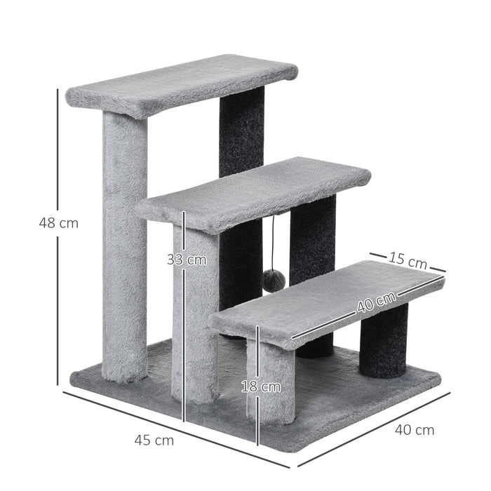 Pet Staircase with Integrated Scratching Posts - Multi-Level Platforms and Playful Toy Ball for Cats - Enhancing Mobility and Entertainment for Pets