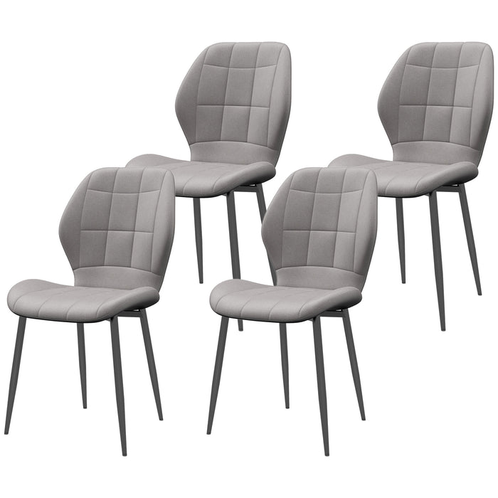 Flannel Relaxed Tub Chair Set of 4 - Soft Light Blue Upholstered Dining Seats - Elegant Comfort for Dining Room and Living Spaces