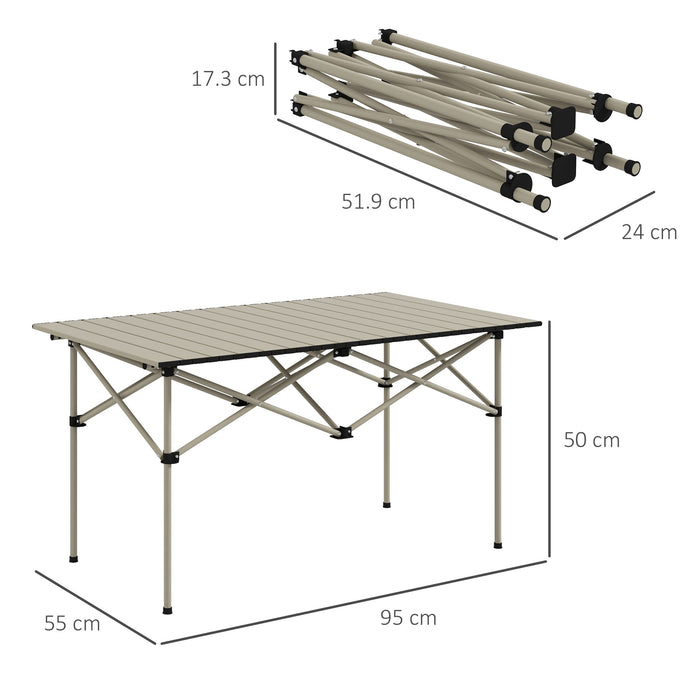 Lightweight Aluminium Folding Camping Table - Roll-Up Top Picnic Desk with Carry Bag - Ideal for Campers, Hikers, Outdoor Cooking & Anglers